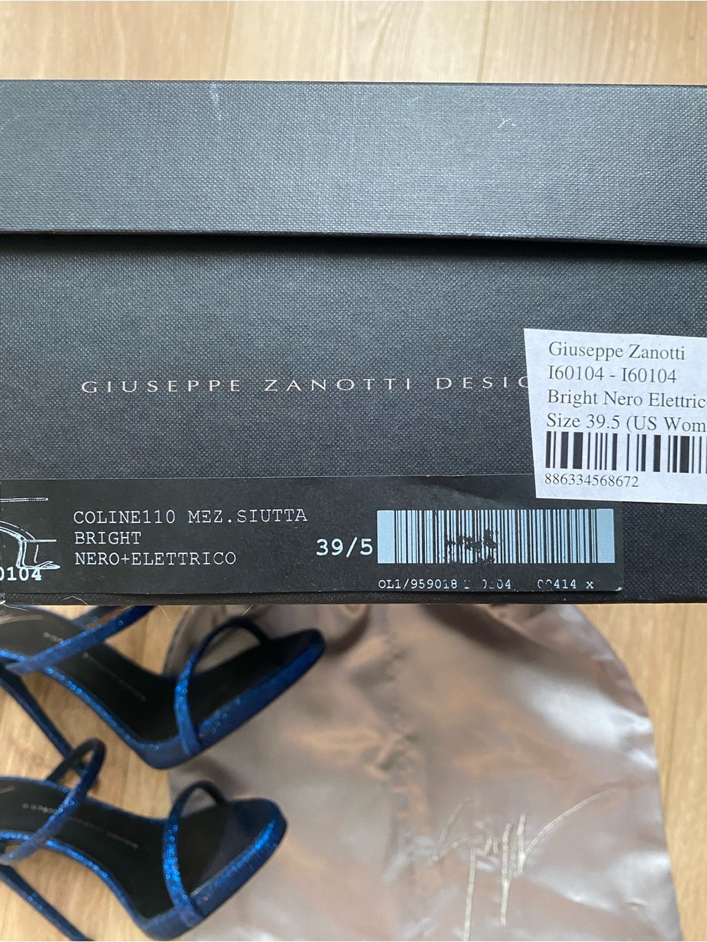 Giuseppe Zanotti Metallic Navy Strappy Stiletto Sandals Size 9.5 - Picture 7 of 10